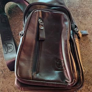 Faux leather uni-sex sling bag